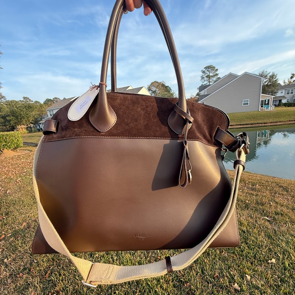 Boldrini Selleria dark brown (the ROW)/ suede tote bag/travel / trending bag - Picture 3 of 16